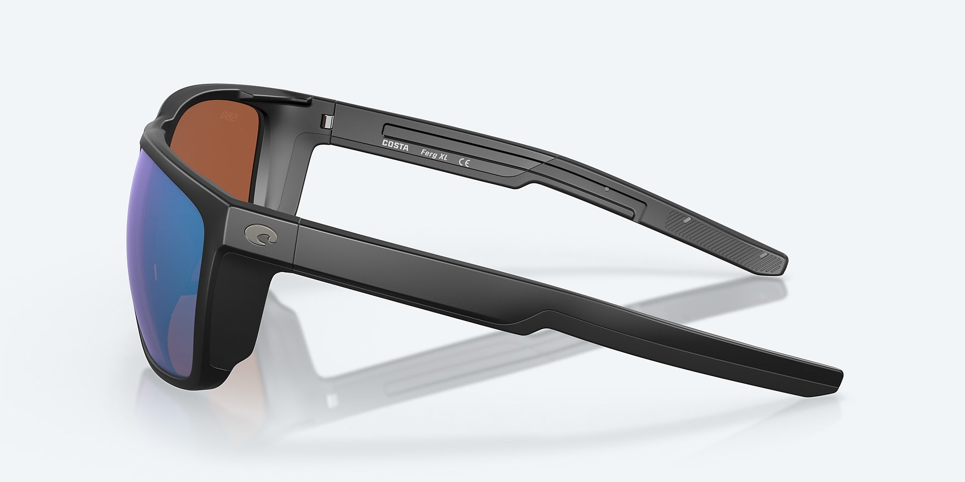 Costa Del Mar Ferg XL Sunglasses - Matte Black / Green Mirror