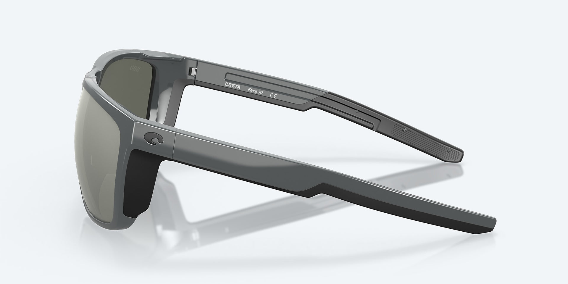 Costa Del Mar Ferg XL Sunglasses - Shiny Gray / Gray Silver Mirror