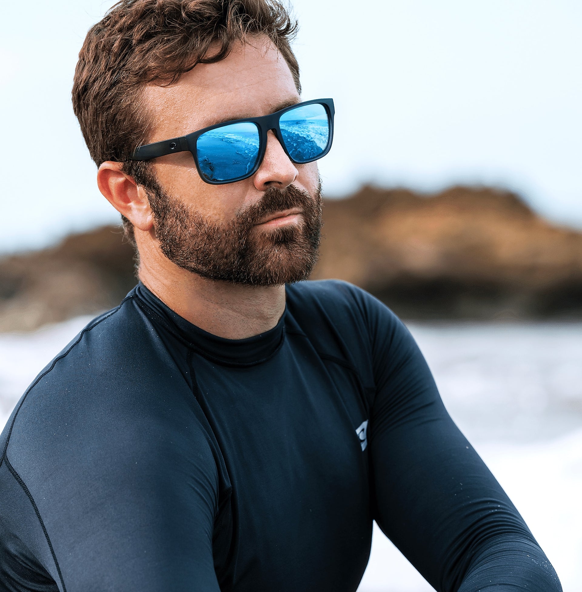 Costa Del Mar Spearo XL Sunglasses - Matte Black / Blue Mirror