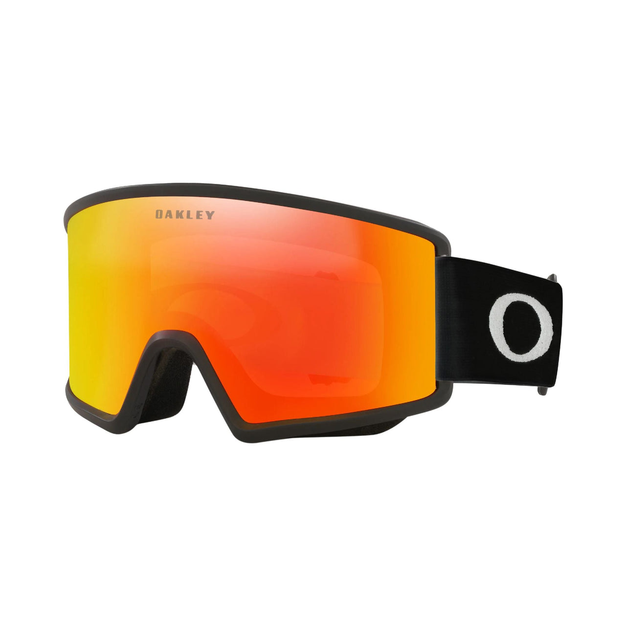 Oakley Target Line M snow goggles, matte black frame with orange/red lens and black strap