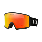 Oakley Target Line M snow goggles, matte black frame with orange/red lens and black strap