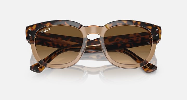 Ray-Ban Mega Hawkeye sunglasses, angled Havana frame with brown gradient lenses
