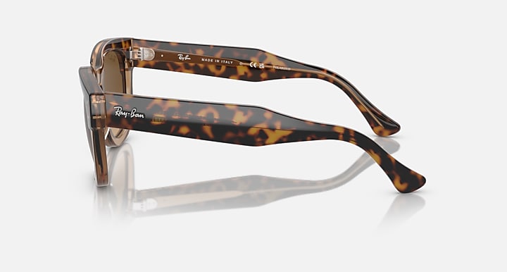 Ray-Ban Mega Hawkeye sunglasses, striped Havana frame with clear side temples