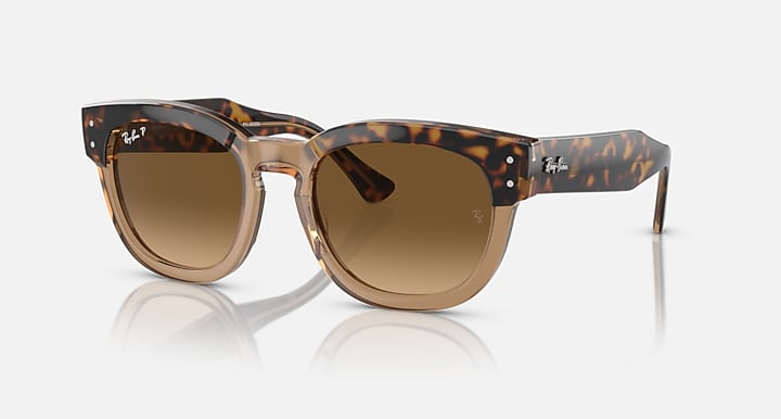Ray-Ban Mega Hawkeye sunglasses, striped Havana frame with brown gradient lenses