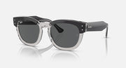 Ray-Ban Mega Hawkeye sunglasses, dark frame with gray lenses and metal hinges