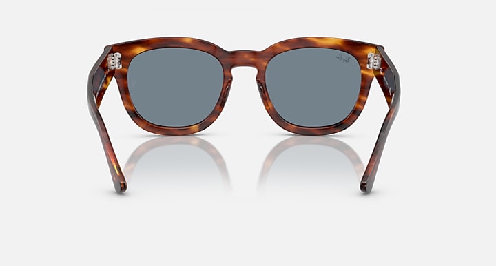 Tortoise-pattern rounded sunglasses with dark grey lenses and exposed temple tips