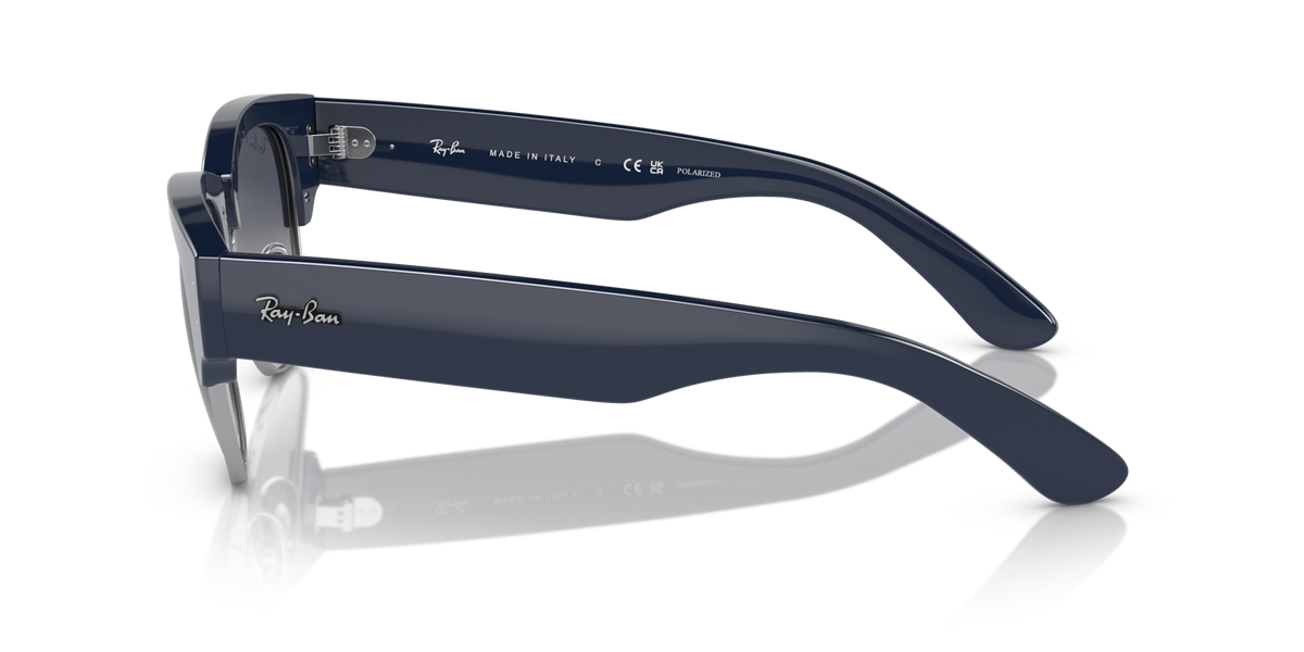 Ray-Ban Mega Clubmaster sunglasses side view, blue frame with metal hinges