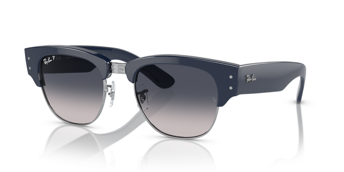 Ray-Ban Mega Clubmaster sunglasses with blue frames and gray gradient lenses