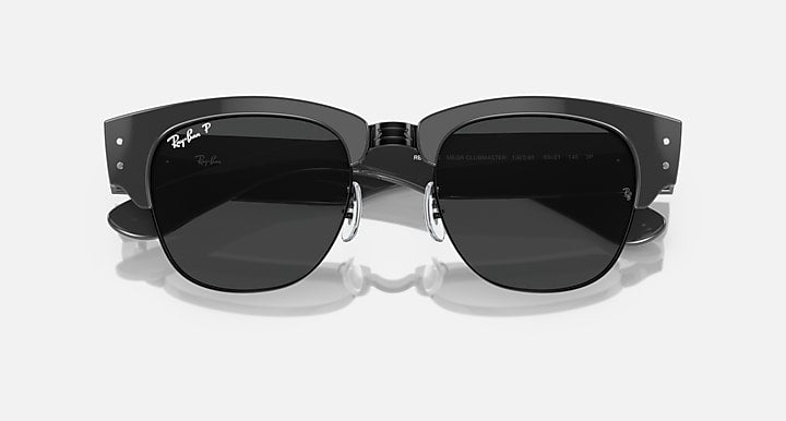 Dark tortoiseshell Mega Clubmaster sunglasses with black lenses and gold details