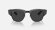 Black Mega Clubmaster sunglasses, front view, dark lenses and slim temples