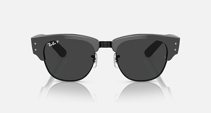 Black Mega Clubmaster sunglasses, front view, dark lenses and slim temples