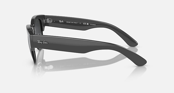 Black Mega Clubmaster sunglasses, side profile with dark lens and metal arm