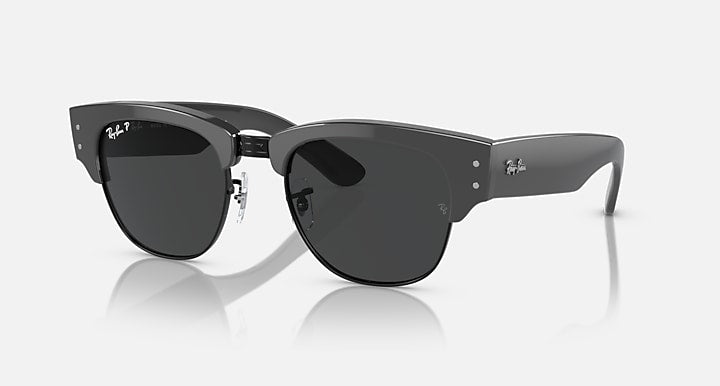 Black Mega Clubmaster sunglasses with dark lenses and metal hinges