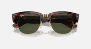 Tortoiseshell Mega Clubmaster sunglasses with dark lenses and gold-tone hinges
