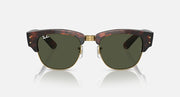 Tortoiseshell Mega Clubmaster sunglasses, front view, green lenses and gold hinges