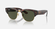 Tortoiseshell Mega Clubmaster sunglasses with green lenses and gold-tone accents