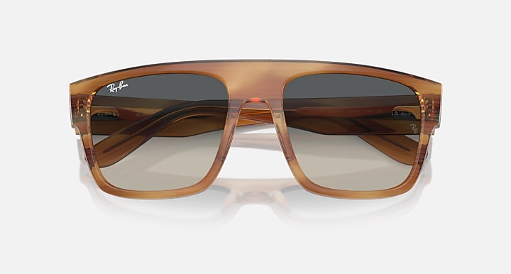 Ray-Ban oversized square sunglasses with translucent brown frame and dark lenses