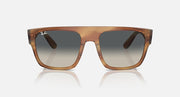 Ray-Ban square sunglasses with brown translucent frame and dark gray gradient lenses