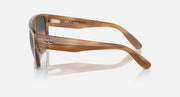 Ray-Ban square sunglasses shown from the side with brown acetate frame