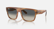Ray-Ban square sunglasses with brown striped frame and dark gradient lenses