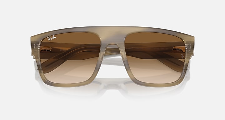 Ray-Ban oversized square sunglasses with translucent brown frame and dark brown lenses