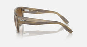 Ray-Ban square sunglasses side profile with translucent brown frame and gradient lenses