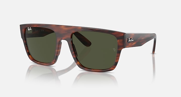 Square tortoise sunglasses with dark green lenses, front view.