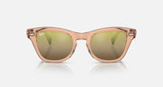 Transparent brown sunglasses, square lenses with dark green tint