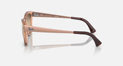 Transparent brown sunglasses, side profile with dark temple tips and green lenses