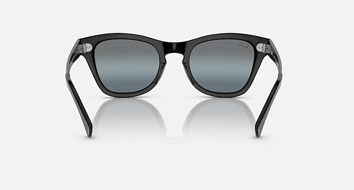 Black sunglasses with square frames and dark blue lenses, front view