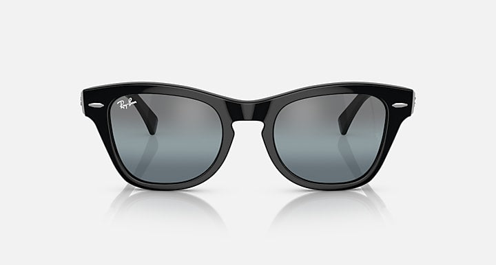 Black sunglasses with square frames and dark blue gradient lenses