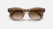Light brown translucent sunglasses with brown lenses, shown straight-on from above