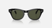 Black square sunglasses with olive green lenses and a centered bridge