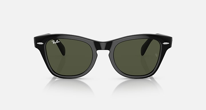 Black square sunglasses with olive green lenses and a centered bridge