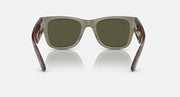 Square Wayfarer sunglasses with dark olive lenses and marbled brown frame, front view