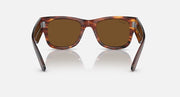 Ray-Ban Mega Wayfarer sunglasses front view, striped Havana frame with brown lenses