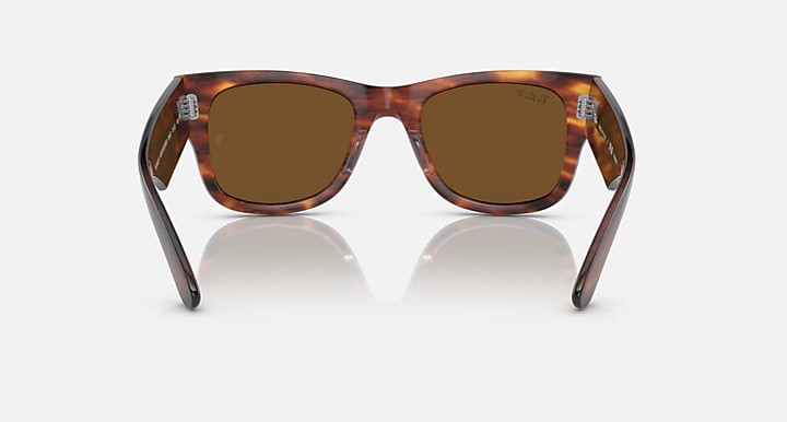 Ray-Ban Mega Wayfarer sunglasses front view, striped Havana frame with brown lenses