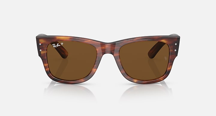 Ray-Ban Mega Wayfarer sunglasses, striped Havana frame with dark brown lenses