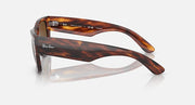 Ray-Ban Mega Wayfarer sunglasses side view, striped Havana frame with brown lenses