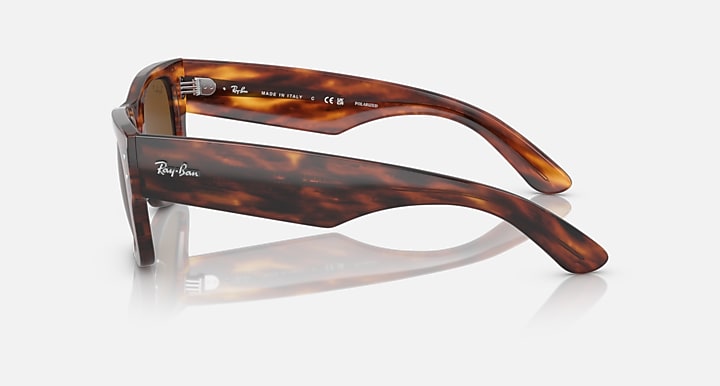 Ray-Ban Mega Wayfarer sunglasses side view, striped Havana frame with brown lenses