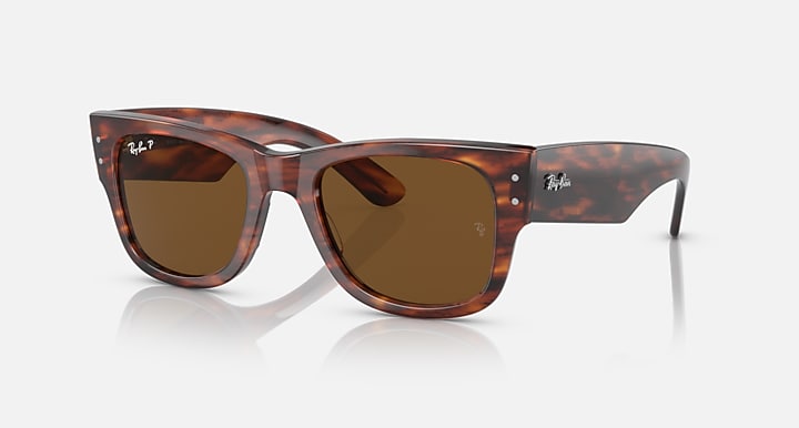 Ray-Ban Mega Wayfarer sunglasses with striped Havana frame and brown tinted lenses