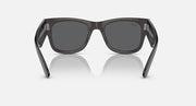 Ray-Ban Mega Wayfarer sunglasses, black frame, dark gray lenses, angled front view
