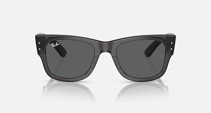 Ray-Ban Mega Wayfarer sunglasses, black frame, dark gray lenses, front view