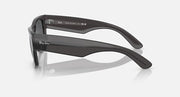 Ray-Ban Mega Wayfarer sunglasses, black frame, dark gray lenses, side view
