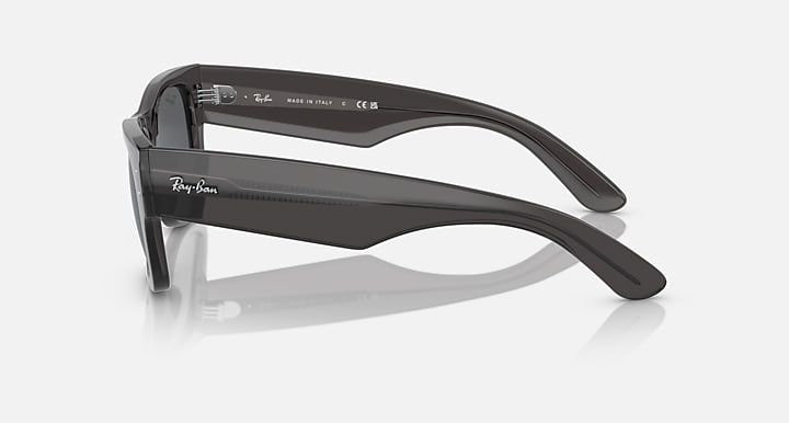 Ray-Ban Mega Wayfarer sunglasses, black frame, dark gray lenses, side view