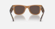 Ray-Ban Mega Wayfarer sunglasses, light brown frame with dark mirrored lenses