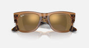 Ray-Ban Mega Wayfarer sunglasses, brown frame with mirrored gold lenses