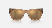 Ray-Ban Mega Wayfarer sunglasses, clear brown frame with mirrored brown-tinted lenses