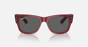 Ray-Ban Mega Wayfarer sunglasses front view with red frame and dark gray tinted lenses