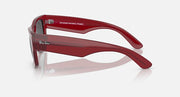 Ray-Ban Mega Wayfarer sunglasses side view with red frame and dark gray tinted lenses